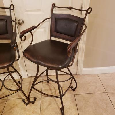 Four Wood and Metal Bar Stools (K-KD)