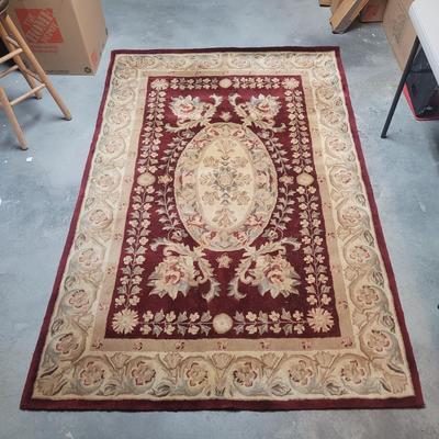 5' x 8' Maroon and Beige Area Rug (BB-EL)