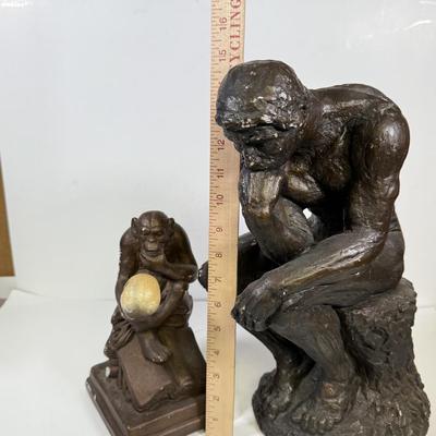 LOT 151B: Vintage “The Thinker” Statue and Monkey Statue