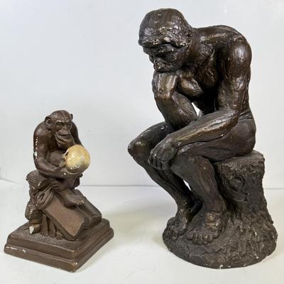 LOT 151B: Vintage “The Thinker” Statue and Monkey Statue