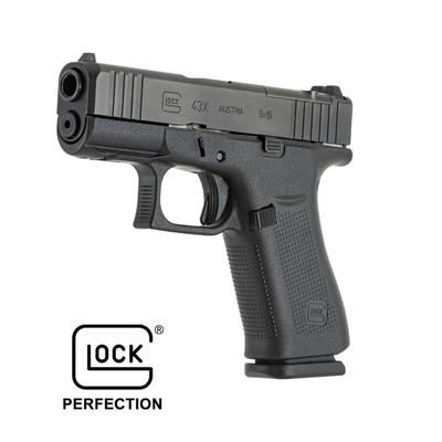 Sale Photo Thumbnail #261: MANUFACTURER: GLOCK
FAMILY: G43 Series
MODEL: G43X MOS
TYPE: Semi-Auto Pistol
ITEM GROUP: Centerfire Polymer Pistols
ACTION: Safe Action
CALIBER/GAUGE: 9mm
FINISH: Gas Nitride
FINISH TYPE: Black
FRAME: Polymer Frame
BARREL: 3.39"
OVERALL LENGTH: 6.5"
CAPA