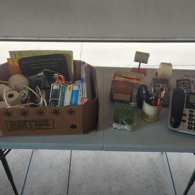 Sale Photo Thumbnail #97: Office supply lot.
You will receive everything pictured as is. 
Items included - Printing calculator,  office telephone,  vintage caller-id and premium pens plus much more.