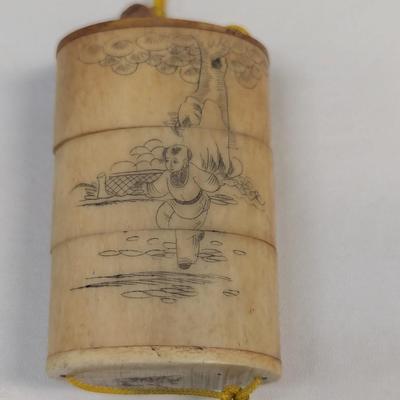 Japanese Carved Bone Engraved Inro