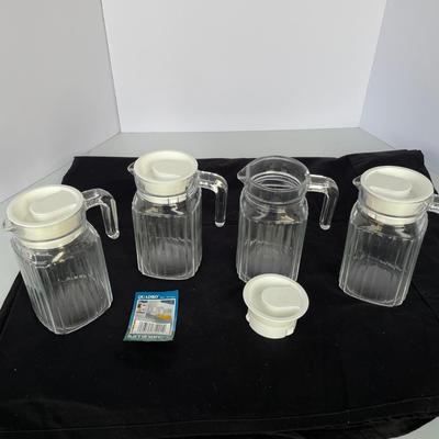 New Luminarc glass Pitchers with Lids