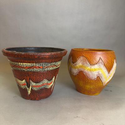 L819 Mexican Style Composite Painted Pots