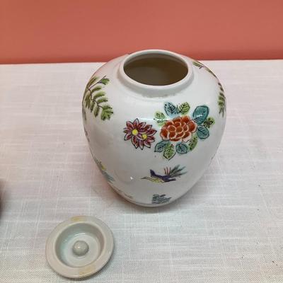 Sale Photo Thumbnail #249: Small hand painted ginger pot with lid