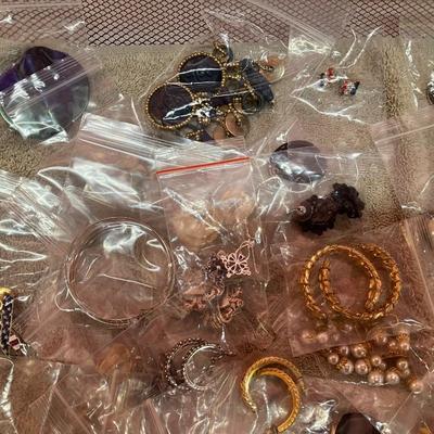 Sale Photo Thumbnail #262: Collection of 52 pairs of pierced earrings, costume jewelry.