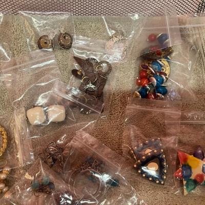Sale Photo Thumbnail #263: Collection of 52 pairs of pierced earrings, costume jewelry.
