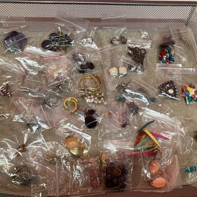 Sale Photo Thumbnail #261: Collection of 52 pairs of pierced earrings, costume jewelry.