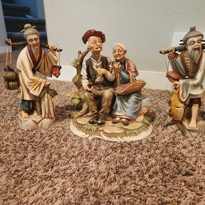 Sale Photo Thumbnail #136: Chinese Figures Set Of 3 Pieces Man With Fish Sitting Man And Woman
