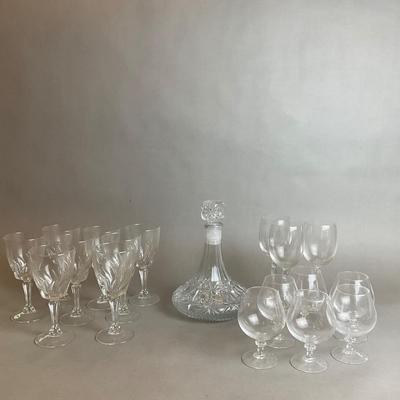 K838 Assortment Of Goblets and Glass Decanter