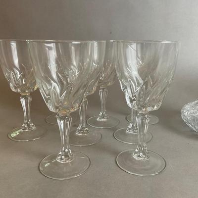 K838 Assortment Of Goblets and Glass Decanter