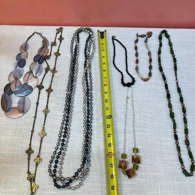 Sale Photo Thumbnail #292: Set of 7 assorted colors of beaded necklaces, costume jewelry