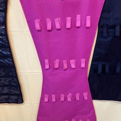 Sale Photo Thumbnail #298: Set of 3 hanging jewelry organizers, 2 black, 1 hot pink