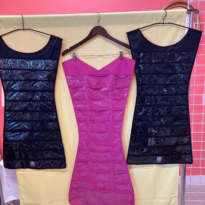 Sale Photo Thumbnail #295: Set of 3 hanging jewelry organizers, 2 black, 1 hot pink
