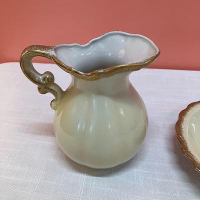 Sale Photo Thumbnail #342: Vintage Lefton China small pitcher/basin set in Heritage Rose design. Approx 5-6" tall