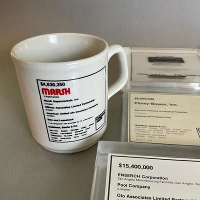 K865 Goldman, Sachs & Co. Commemorative Plaques With Glasses, Decanter & Coffee Mug