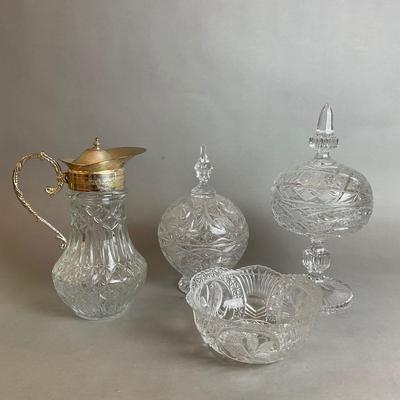 A868 Cut Crystal Decanters, Bowls, Pitcher & Stainless Steel Flatware/Utensils