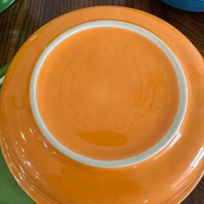 FIESTAWARE CUPS/SAUCERS, PITCHER, BOWLS AND PLATTERS