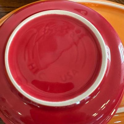 FIESTAWARE CUPS/SAUCERS, PITCHER, BOWLS AND PLATTERS