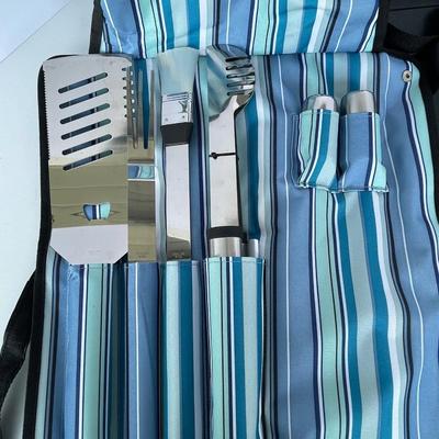 New Large Grill Set with Stainless Tools and Pans