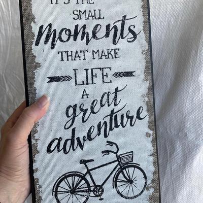 Great Adventure Bicycle Sign/Wired Ribbon