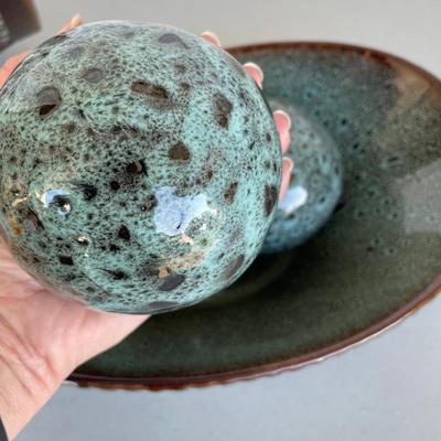 Ceramic Bowl with balls, Wine Cork Holder