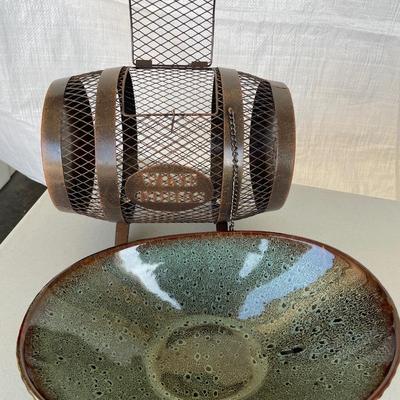 Ceramic Bowl with balls, Wine Cork Holder