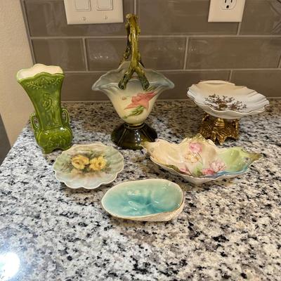 VINTAGE DISHES AND VASE