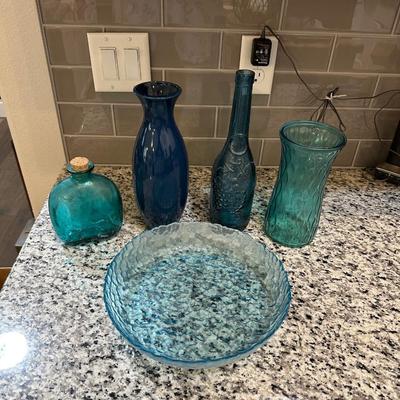 COLLECTION OF BLUE GLASS