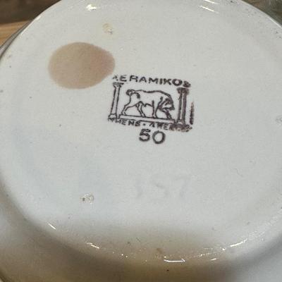 HAND PAINTED PLATES AND OTHER GLASS AND POTTERY