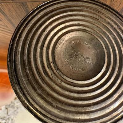 WOODEN BOX, WEIGHTED STERLING SILVER VASE AND MORE