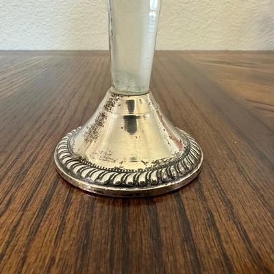 WOODEN BOX, WEIGHTED STERLING SILVER VASE AND MORE