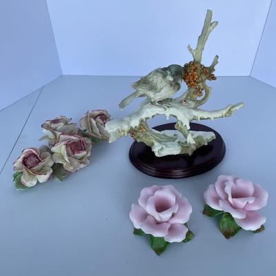 Granny Core Decor Porcelain Bird, Avon Flowers