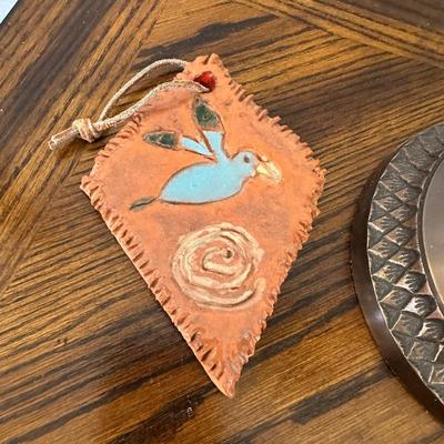 PALM TREE CANDLE, WALL SCONCES AND MEXICAN POTTERY