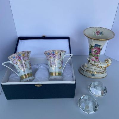 Granny Decor Teacups, Glass Candle Holders