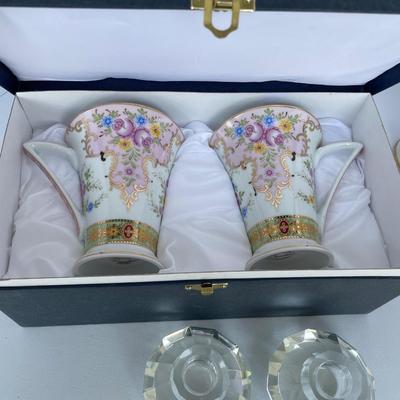 Granny Decor Teacups, Glass Candle Holders