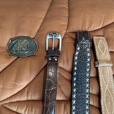LEATHER BELTS AND BRASS BUCKLE