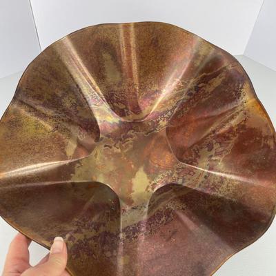 Large Wavy Copper Bowl