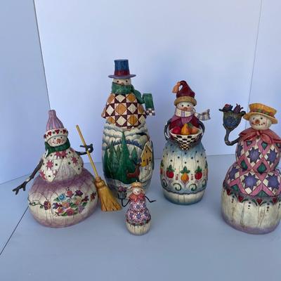 Jim Shore Lot of 5 Folk Art Snowmen