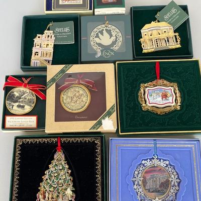 10 Boxed Christmas Ornaments, Lenox, White House