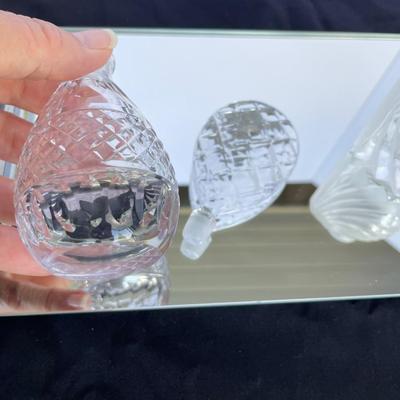 Mirrored Vanity Tray with Glass Perfume Bottles