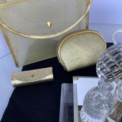 Mirrored Vanity Tray with Glass Perfume Bottles