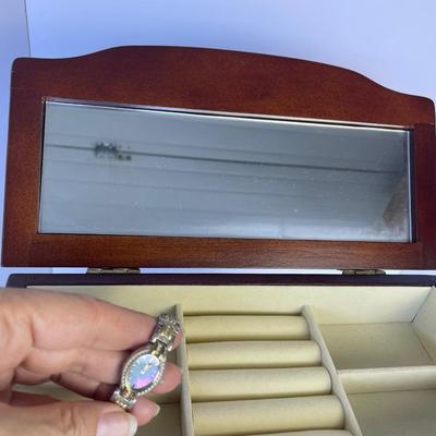 Tabletop Wooden Jewelry Box with Jewelry