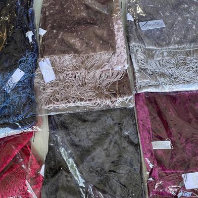 6 Pieces Long Velour Fringe Scarves New!