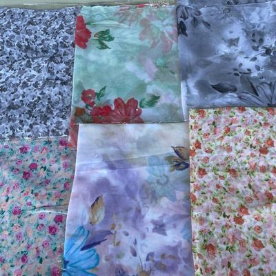 6 Pieces Floral Square Neck Scarves New!