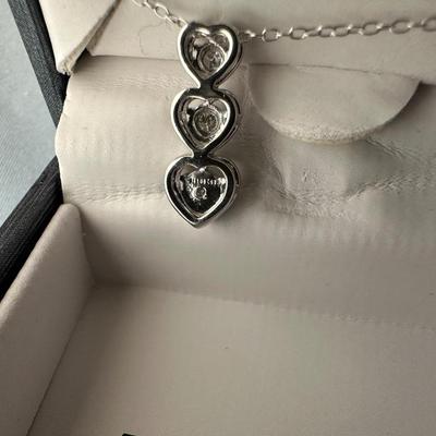STERLING SILVER NECKLACE W/LAB DIAMONDS PLUS 2 OTHER NECKLACES