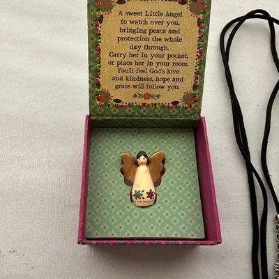 ANGEL PIN, LADIES BOLO TIE, NECKLACE AND FANCY HAIR CLIP