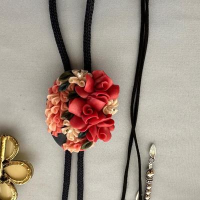 ANGEL PIN, LADIES BOLO TIE, NECKLACE AND FANCY HAIR CLIP