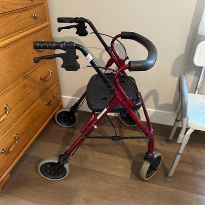 NOVA WALKER WITH HAND BRAKE, WALKER, BATH CHAIR AND CANE